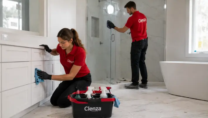 Cleaning cabinets and shelves after a home construction project