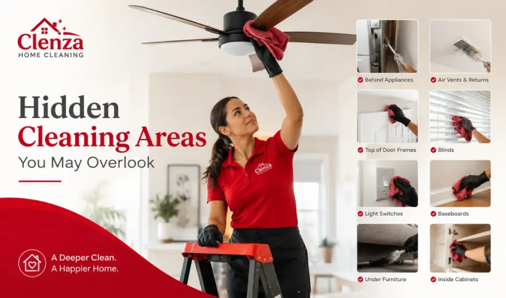 Professional cleaner steam cleaning a carpet to remove hidden dirt and allergens during a deep home cleaning service.